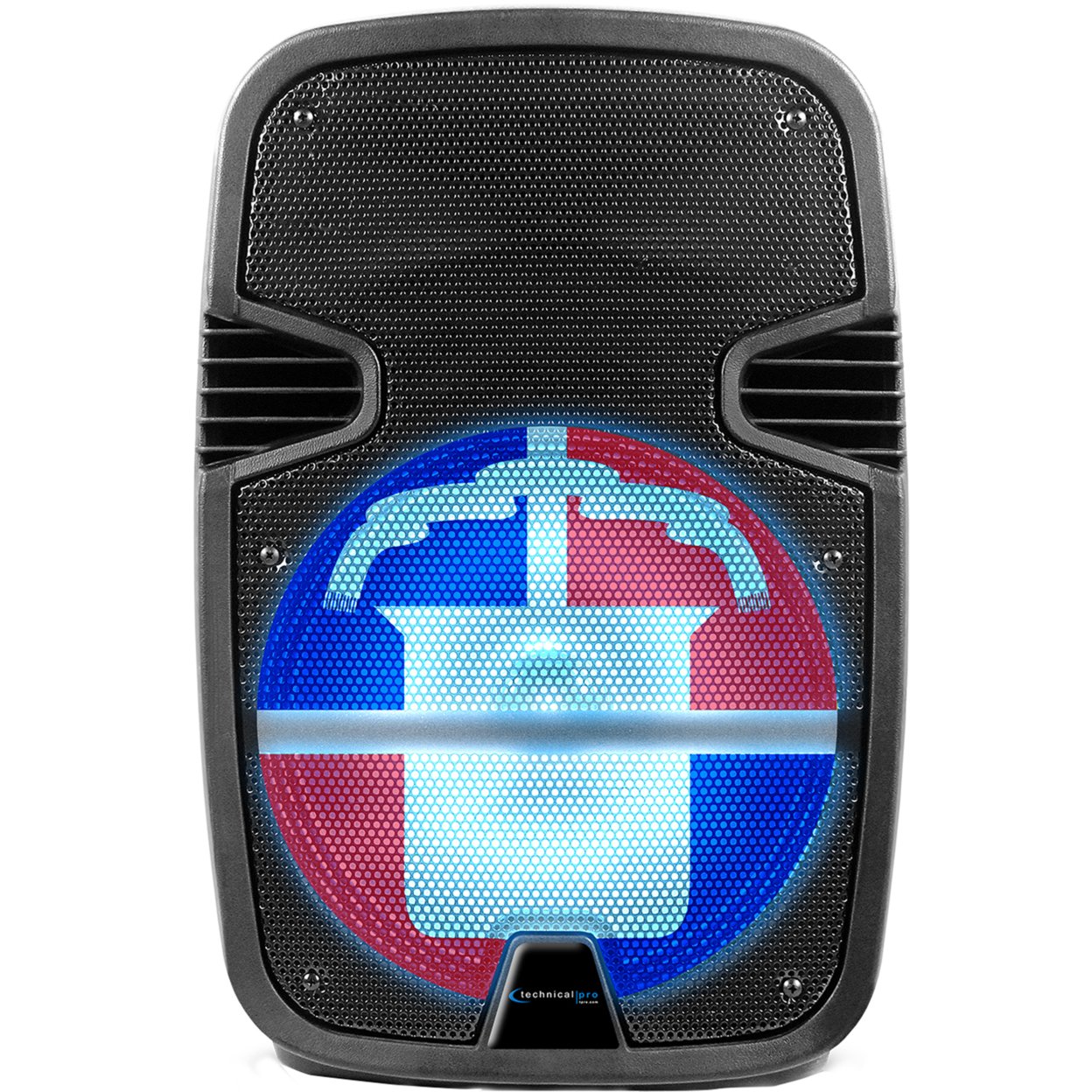 Technical Pro   Rechargeable 12&#x22; Dominican Republic Bluetooth LED Speaker with USB / SD Card Inputs 2000 watts 30 Feet