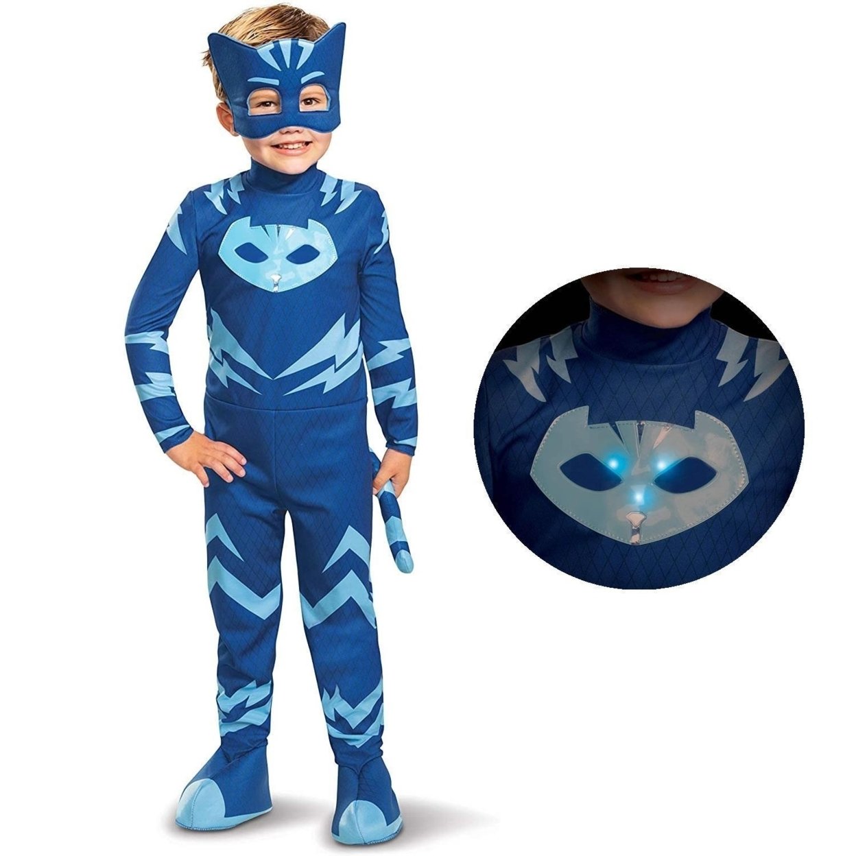 Disguise Pj Masks Catboy Deluxe Light-Up Toddler Costume 2T Jumpsuit Cape Mask