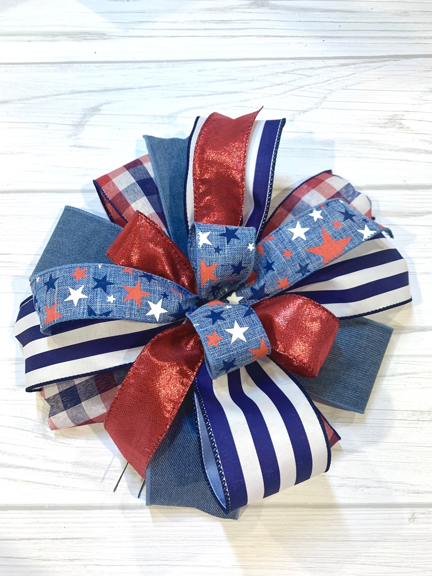SIMISI RIBBON 4th Of July Decorations Patriotic Wreath Bow