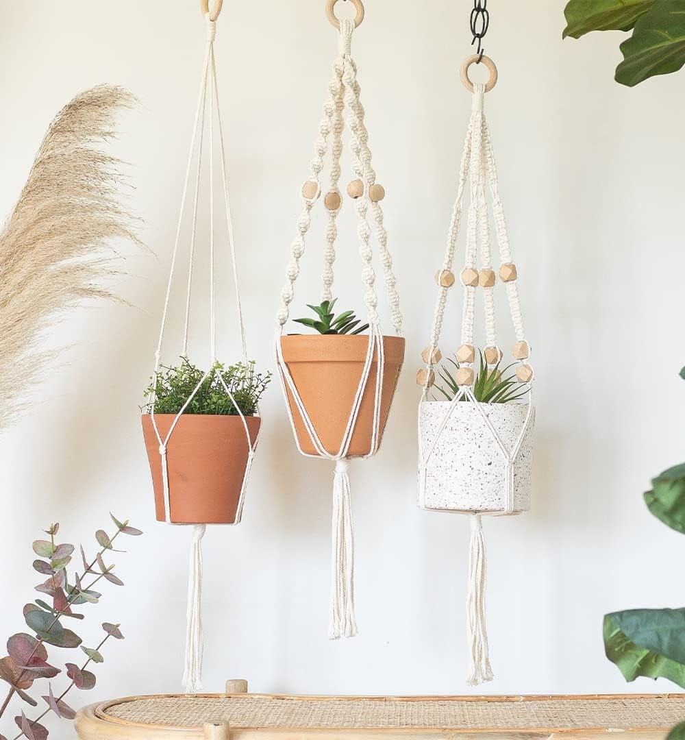 Macrame Kit - Makes 3 Macrame Plant Hangers with Easy to Follow Instructions for Adult Beginners - Includes 109 Yards 3Mm Cotton Macrame Cord, Natural Wooden Beads &#x26; Custom Instruction Booklet