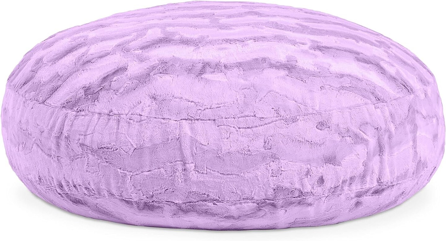 Cocoon 4 Foot Bean Bag Chair - Faux Fur, Bellflower Purple