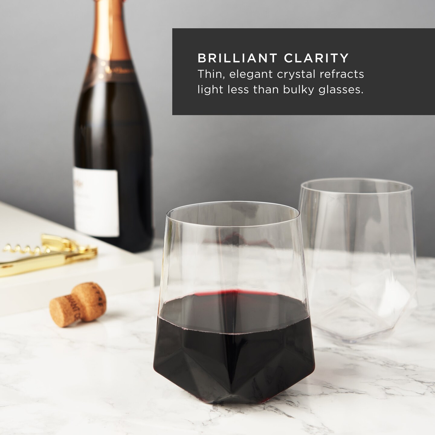 Seneca Crystal Faceted Wine Glasses 