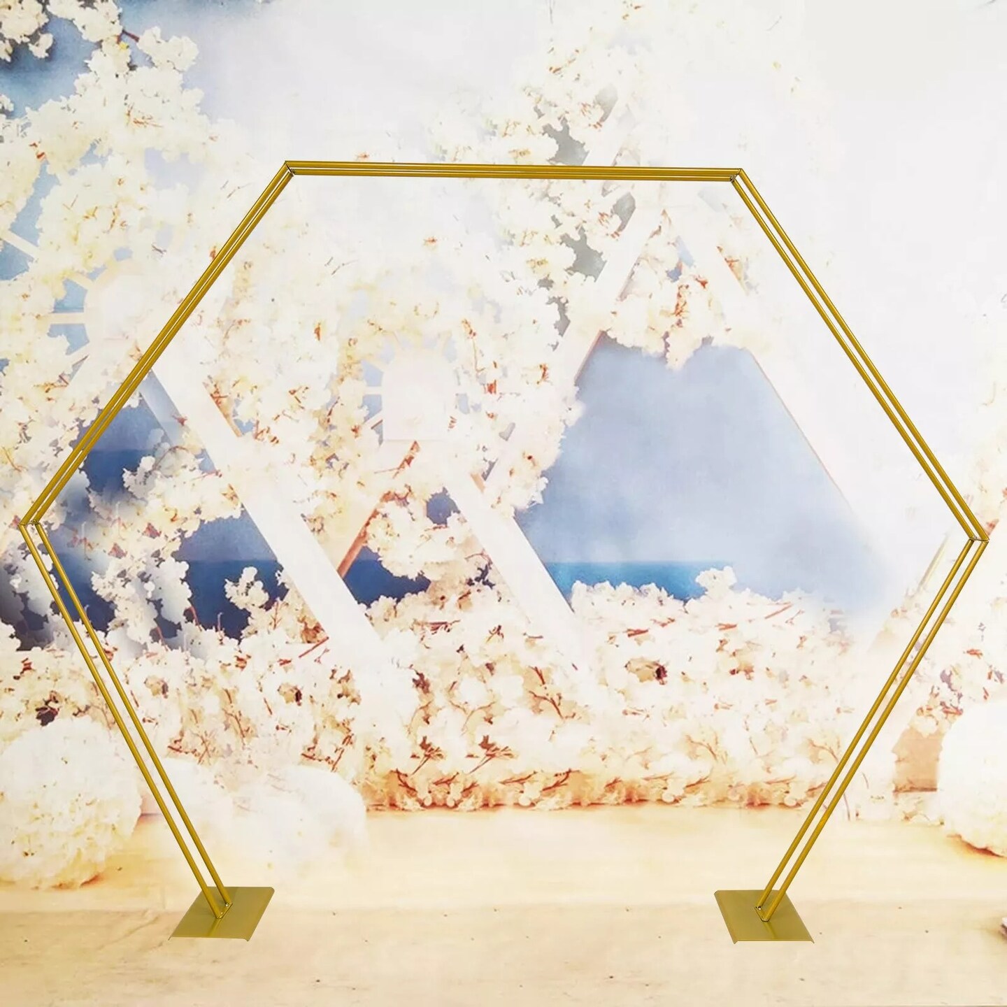 Heavy Duty Metal Hexagon Arch Wedding Backdrop Stand Flower Balloon Decor Frame