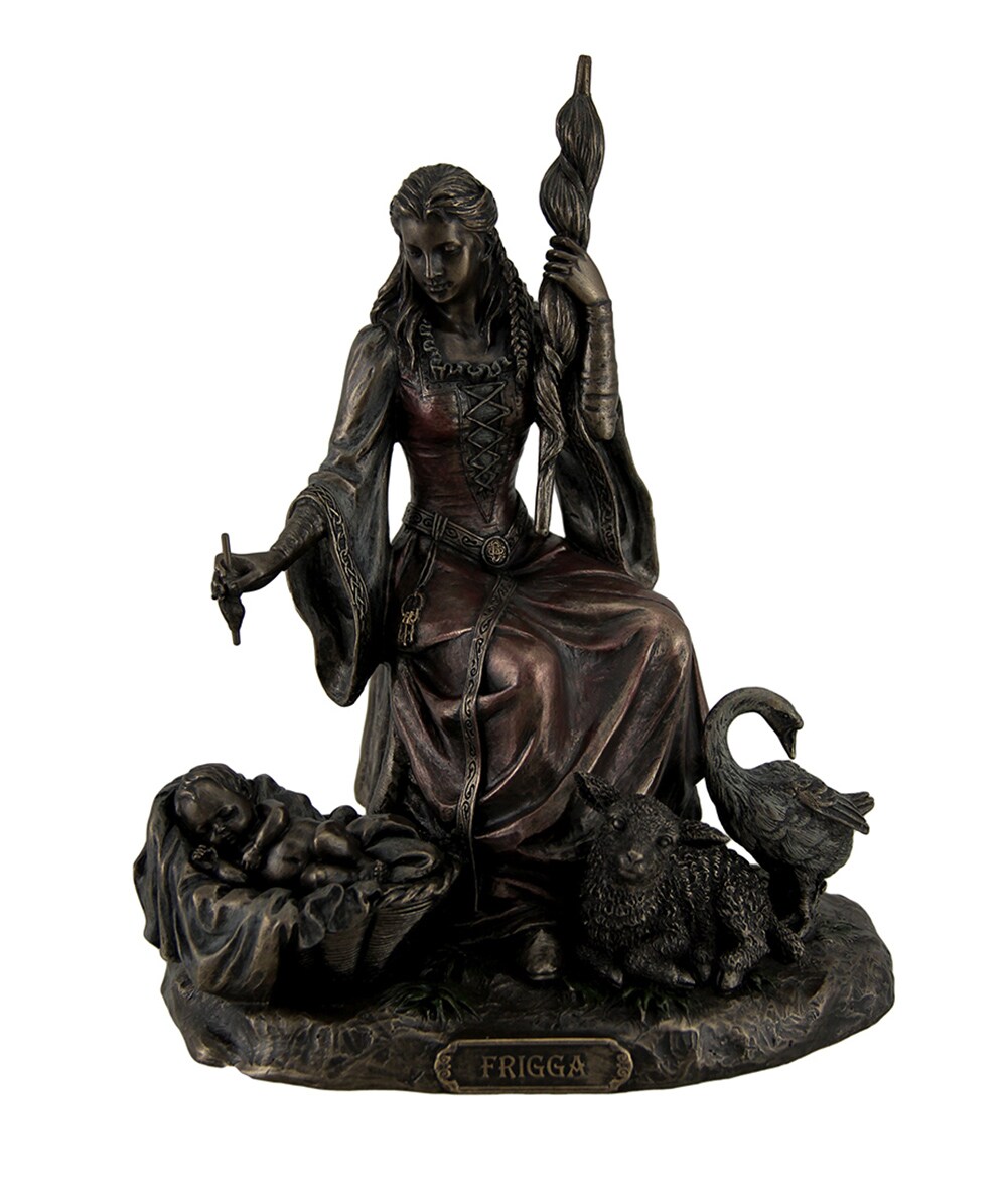 Frigga Norse Goddess of Destiny Love and Marriage w/Infant Animals & Spindle