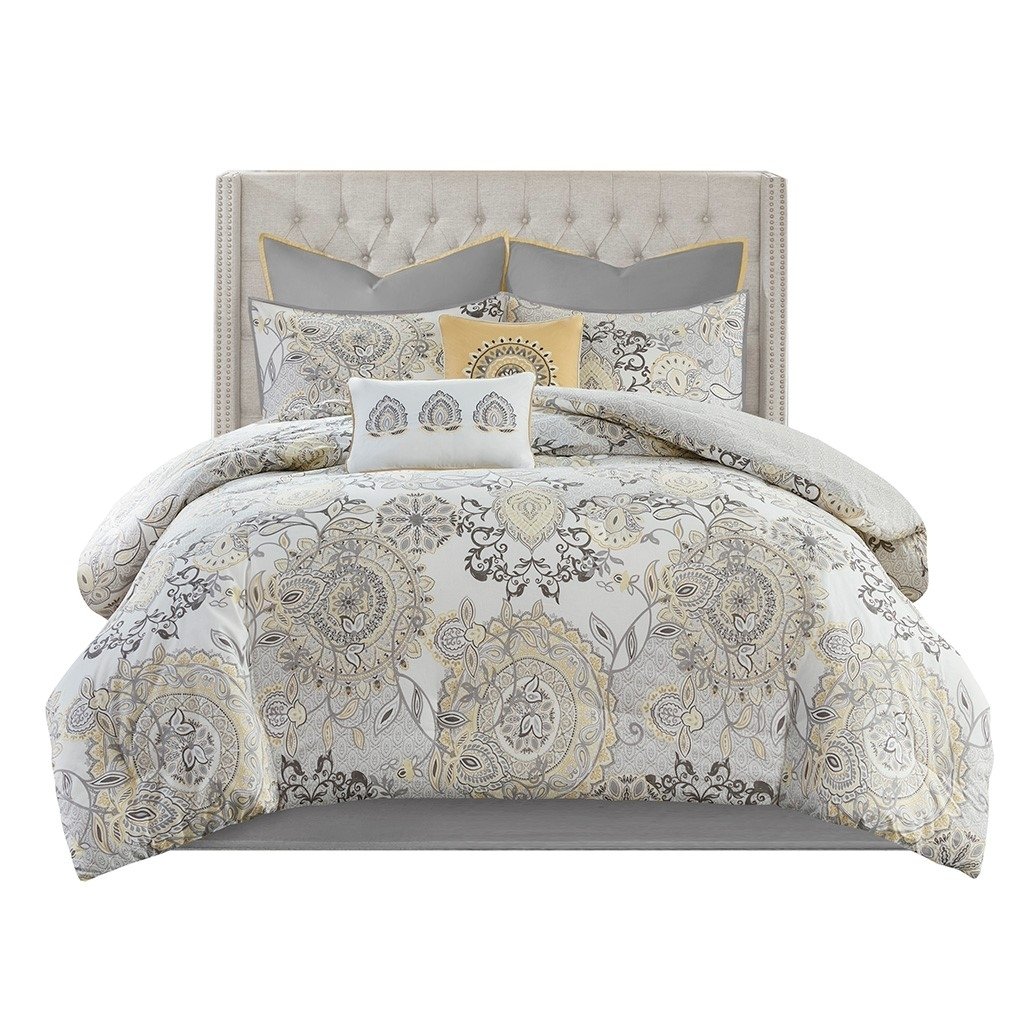 Gracie Mills Leo 8 Piece Reversible Floral Cotton Comforter Set Grace-10702