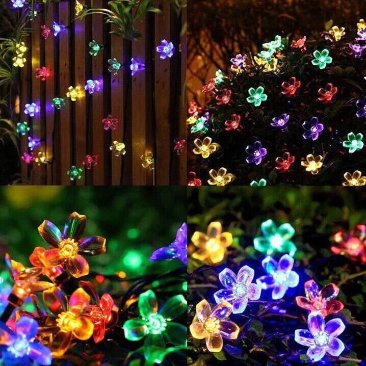7M 50 LED Solar Powered Fairy String Flower Lights Outdoor Garden Wedding Party