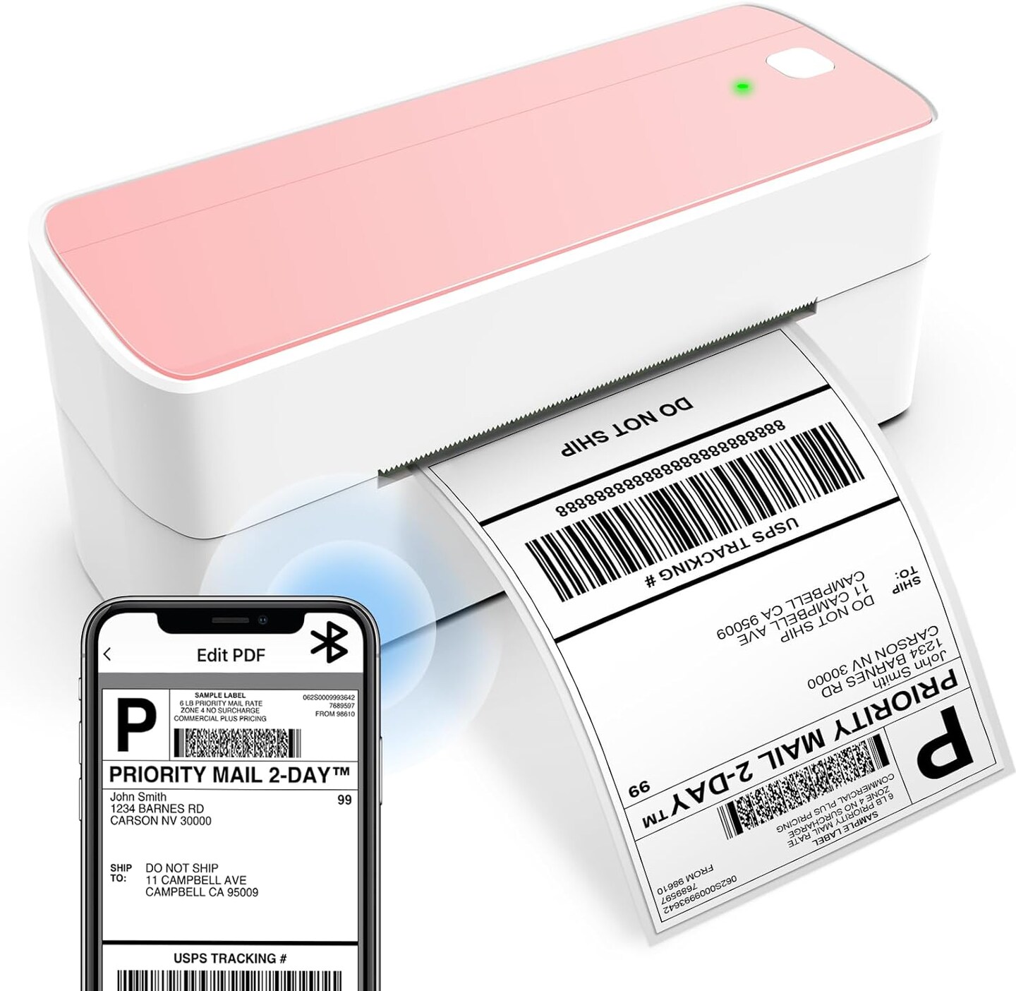 ASprink&#xAE; - Bluetooth Thermal Label Printer | 241BT - Pink Small Business and Packaging Needs