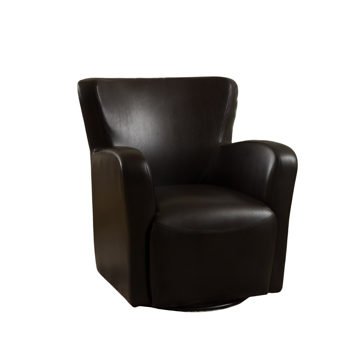 GDFStudio Almendro Black Bonded Leather Wingback Swivel Club Chair
