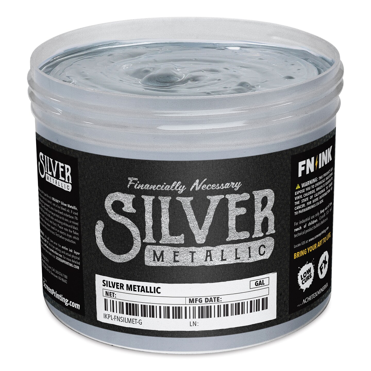 FN Ink Plastisol Screen Printing Ink - Silver Metallic, Gallon