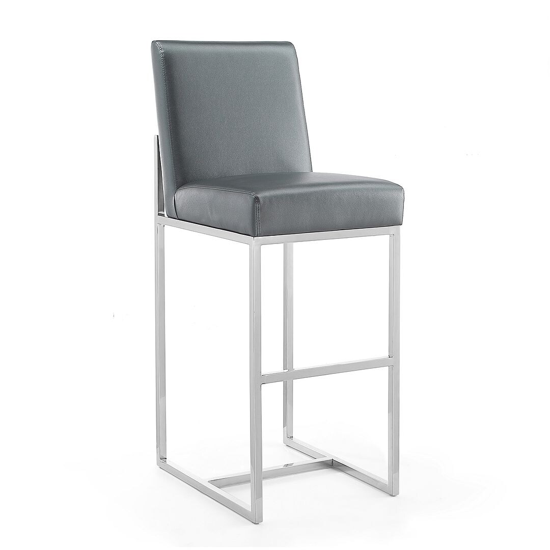 Manhattan Comfort Element 42.13 in. Pearl White and Polished Chrome Stainless Steel Bar Stool