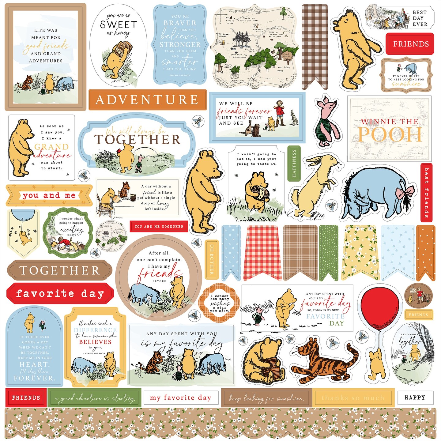 Winnie The Pooh Cardstock Stickers 12&#x22;X12&#x22;-Elements
