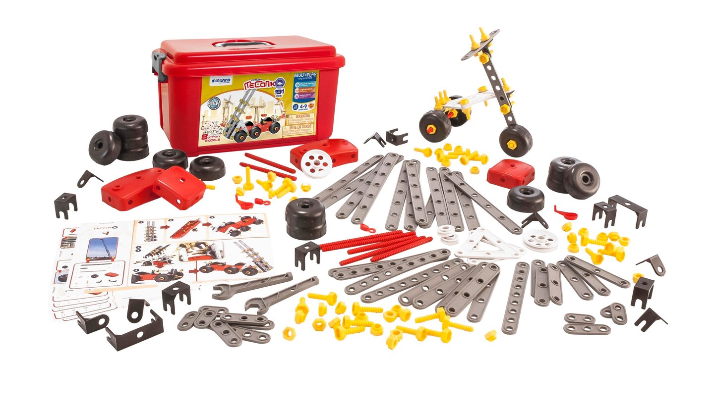 Miniland Activity Mecaniko Builder Set, 191 Pieces and Activity Cards
