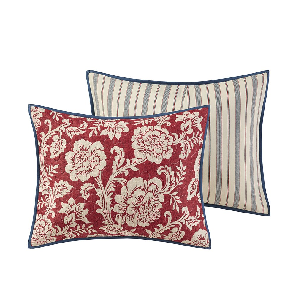 Gracie Mills   Carmen 6-Piece Cozy Cottage Retreat Reversible Cotton Twill Quilt Set with Throw Pillows - GRACE-9499