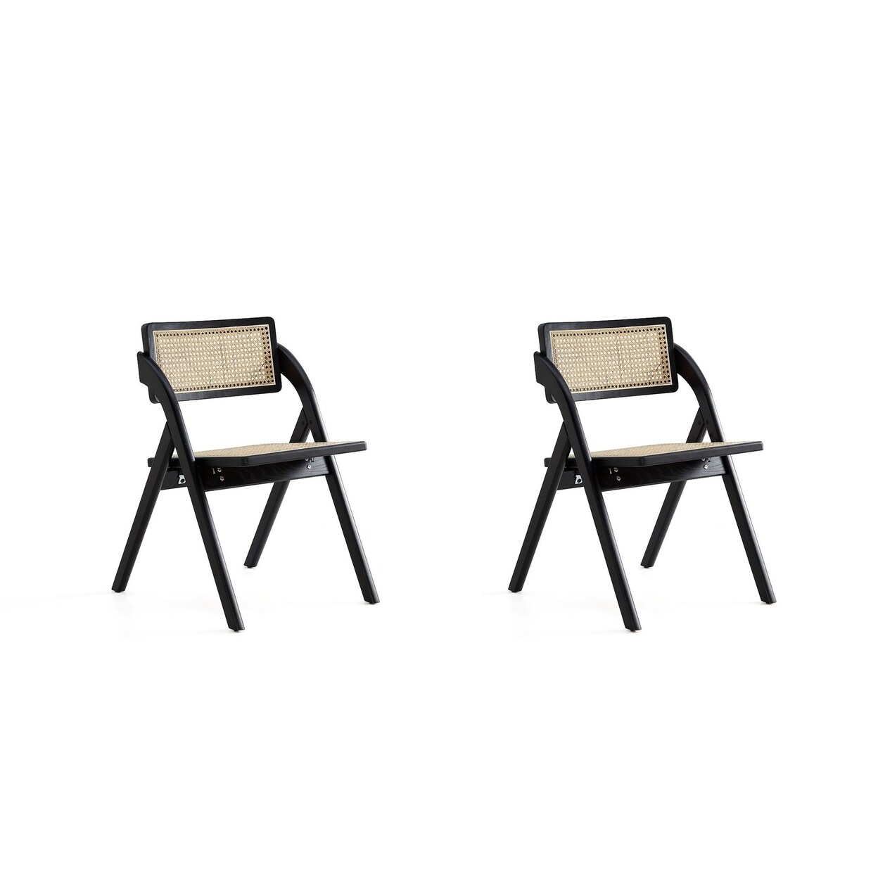 Manhattan Comfort Lambinet Folding Dining Chair and Natural Cane - Set of 2