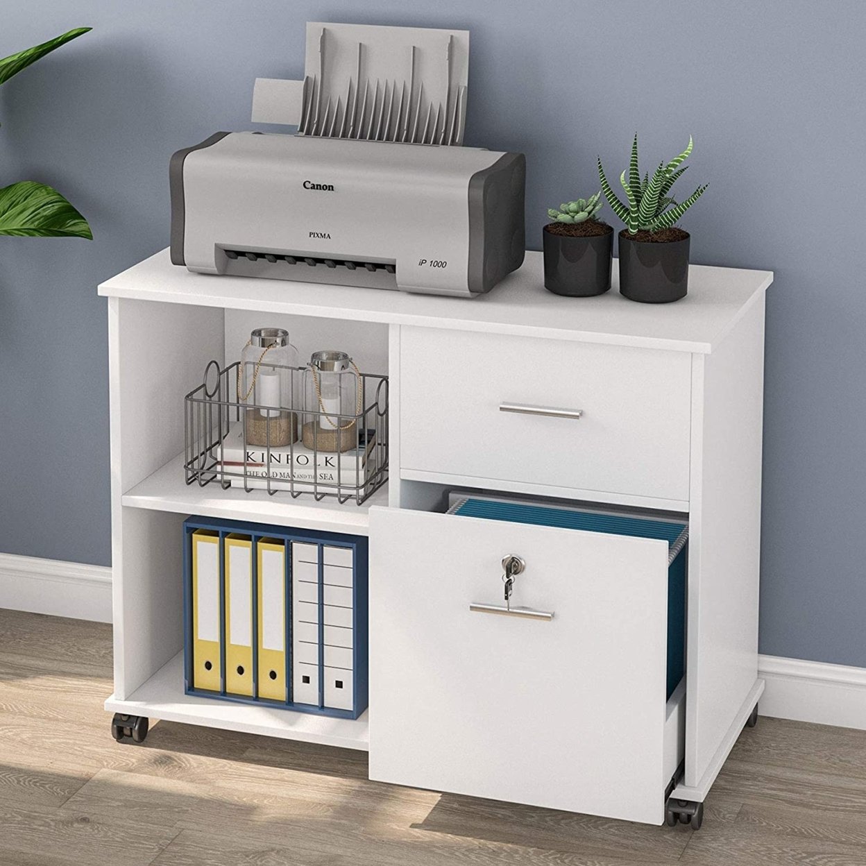 Tribesigns   2 Drawer File Cabinet with Lock Mobile Lateral Filing Cabinet for Letter Size