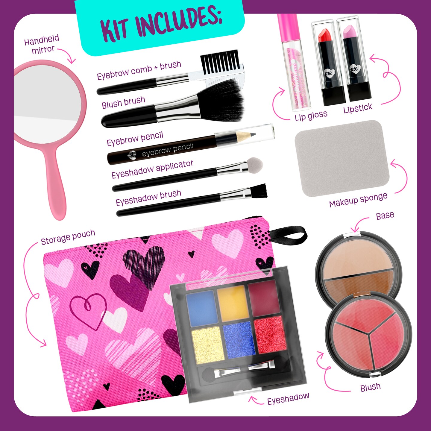 Makeup Set for Kids - Real Make Up Kit Safe for Little Girls Ages Years - Pretend Play Sets Toys for Toddler, Kid - Gifts Age 6, 7, 8 Year Old Girl, Toddlers - Birthday Toy Gift MKPSTD