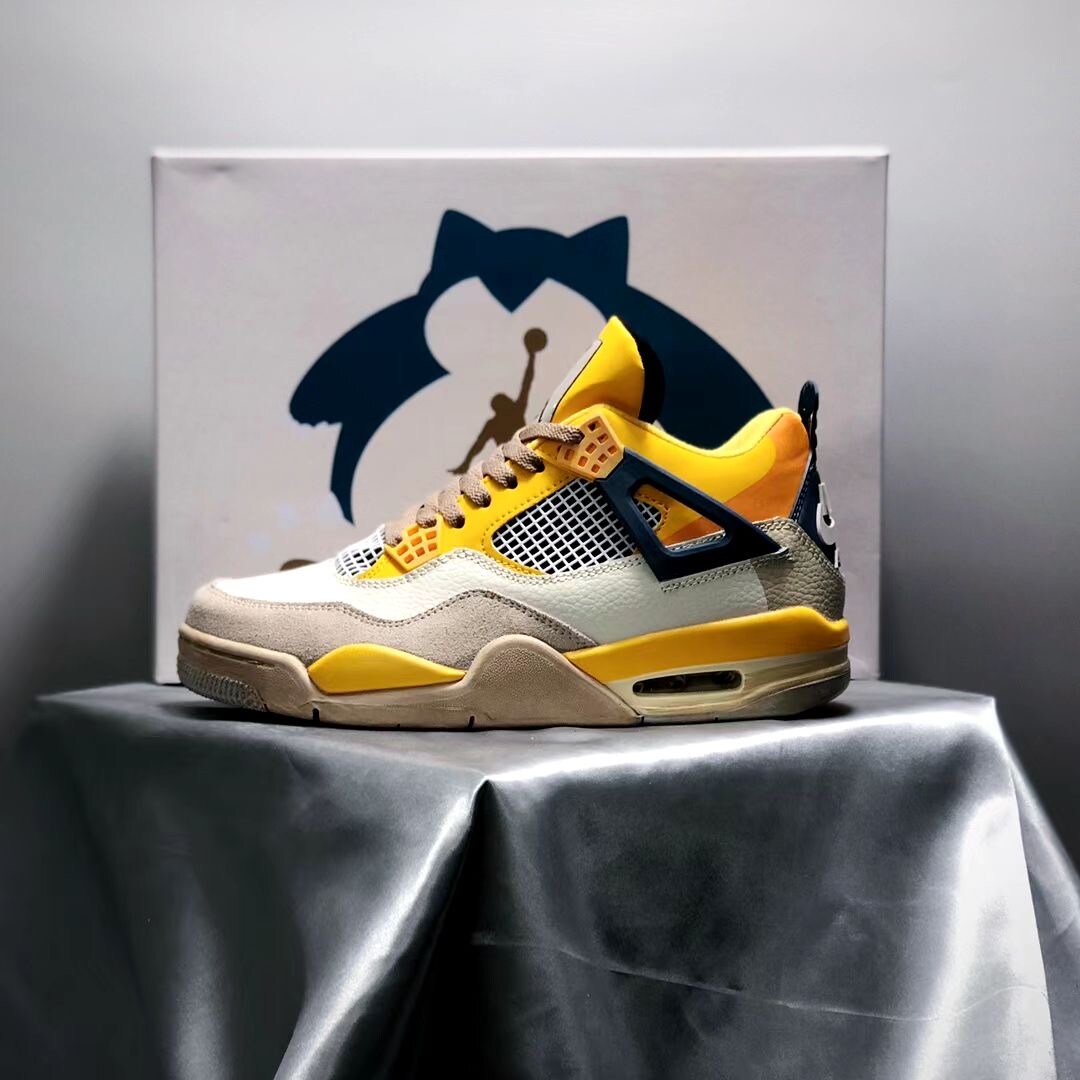 Andrew Chiou x Air Jordan 4 Snorlax Yellow Custom - Sneakers for Men ...