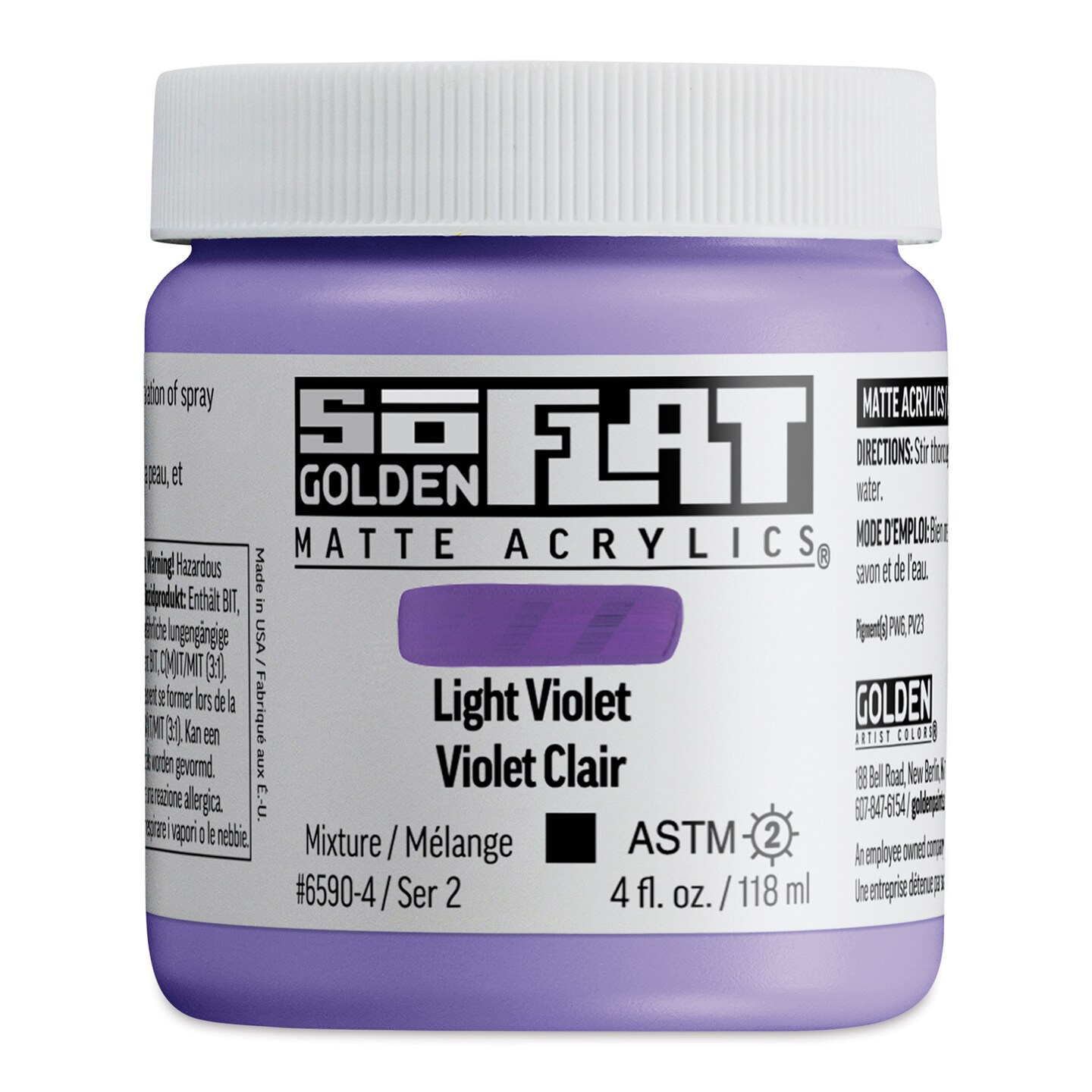 Golden SoFlat Matte Acrylic Paint - Light Violet, 118 ml, Jar