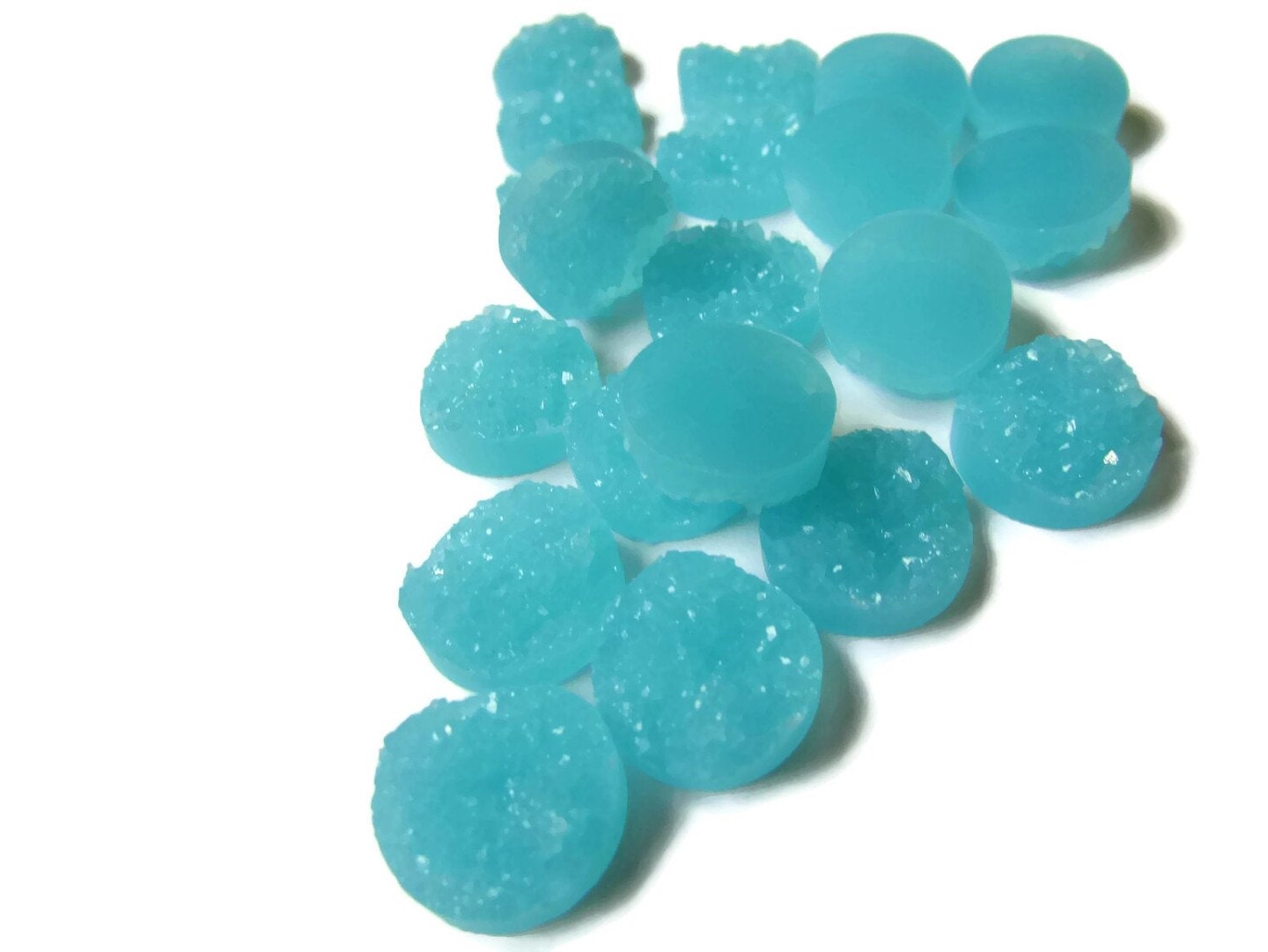 12mm Teal Blue Round Resin Druzy Cabochons