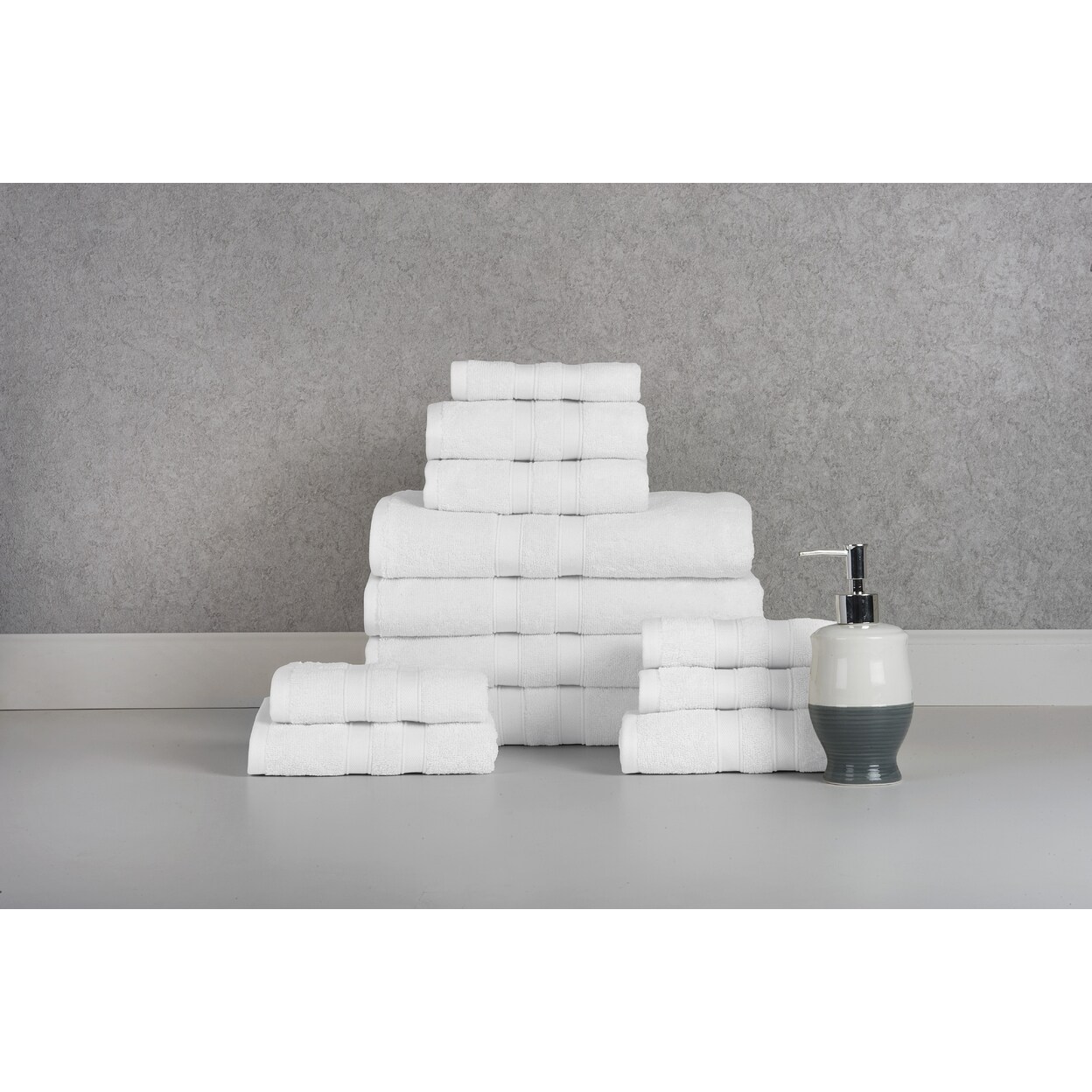 Bibb Home 12 Piece Egyptian Cotton Towel Set Soft Absorbent Bath Hand Washcloths