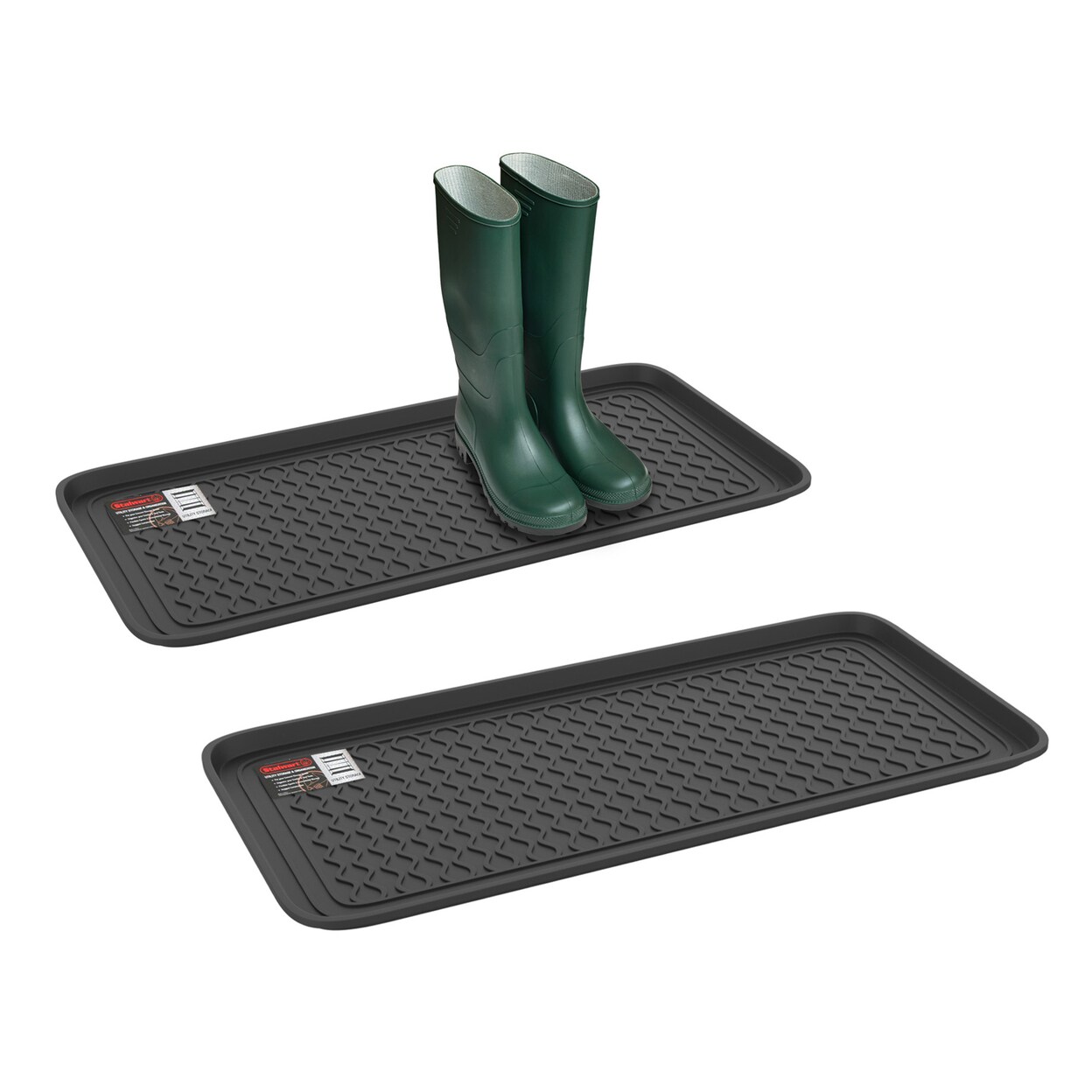 Set Of 2 Large Black All Weather Boot Trays Waterproof Indoor Outdoor 30X15.5