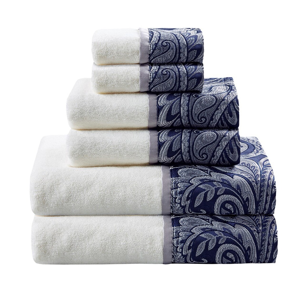 Gracie Mills Thornton 6-Piece Cotton Terry Jacquard Towel Set 550 Gsm - Grace-9869