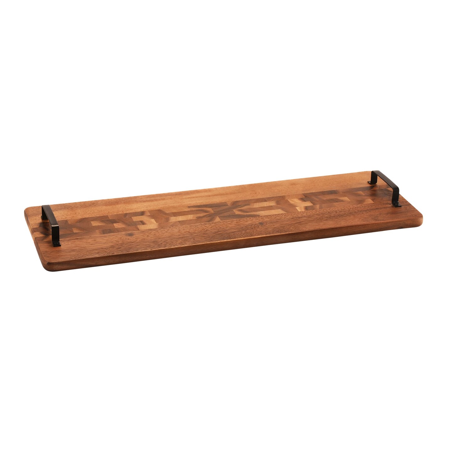 Wood Tray with Metal Handle