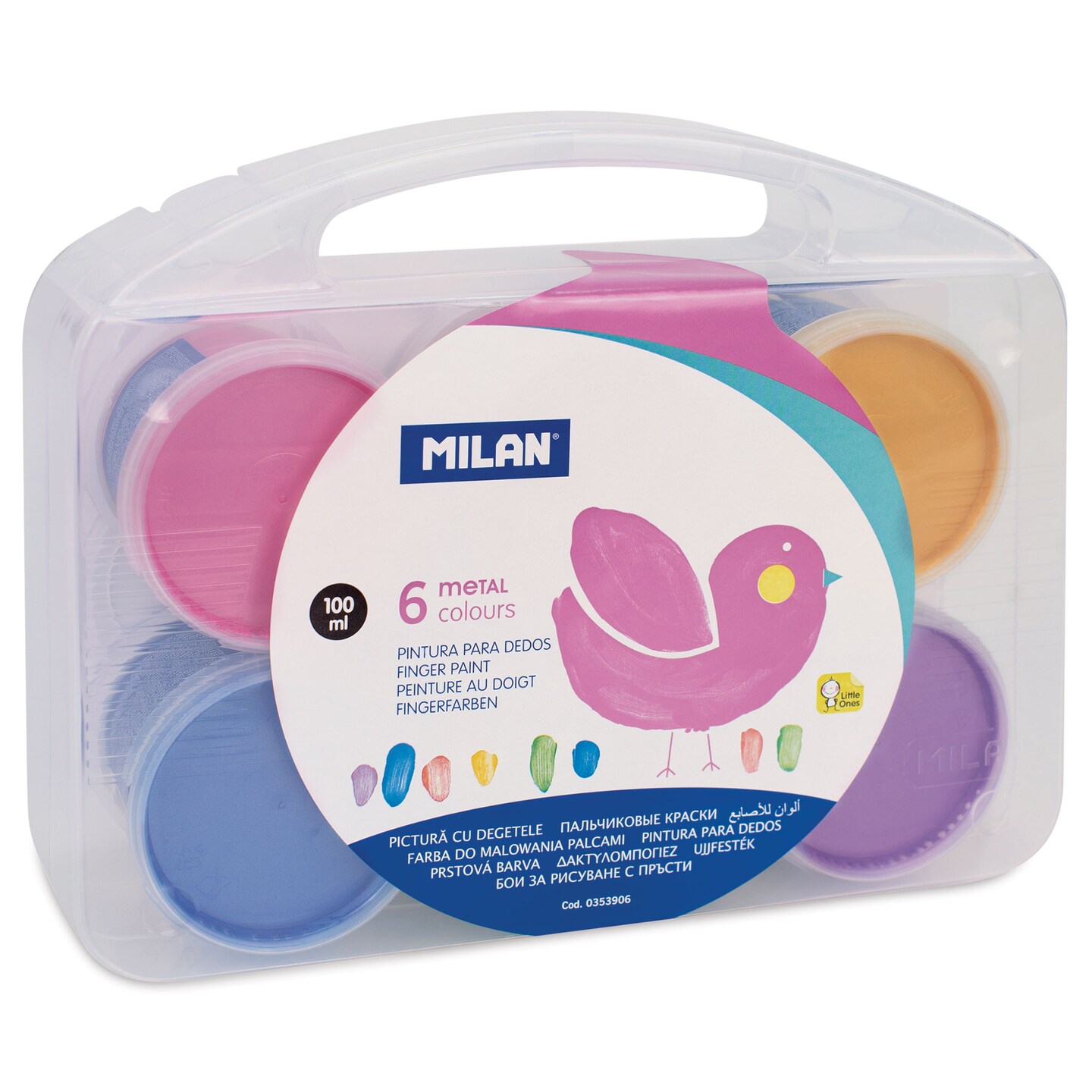 Milan Finger Paint Set - Set of 6, Metallic Colors, 100 ml