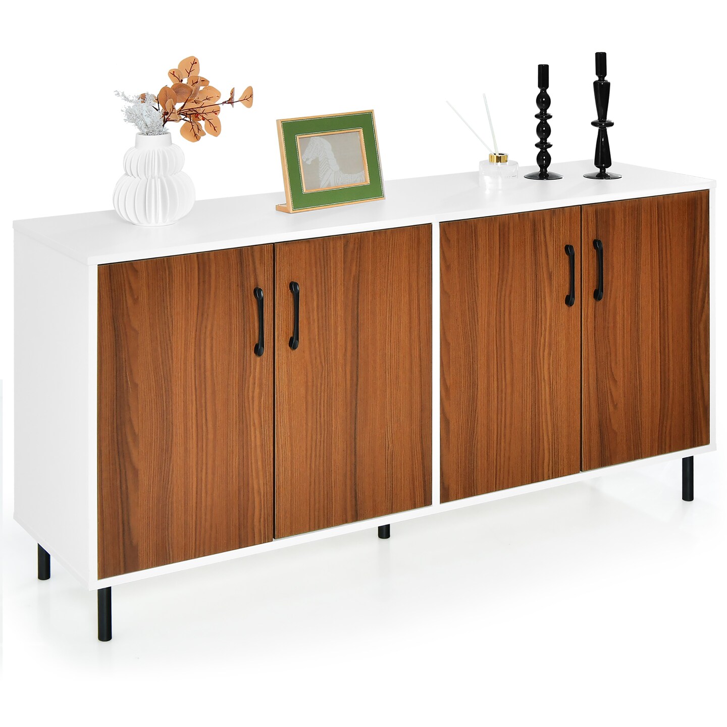 Costway Buffet Server Sideboard Kitchen Storage Cabinet Cupboard with Shelves & 4 Doors