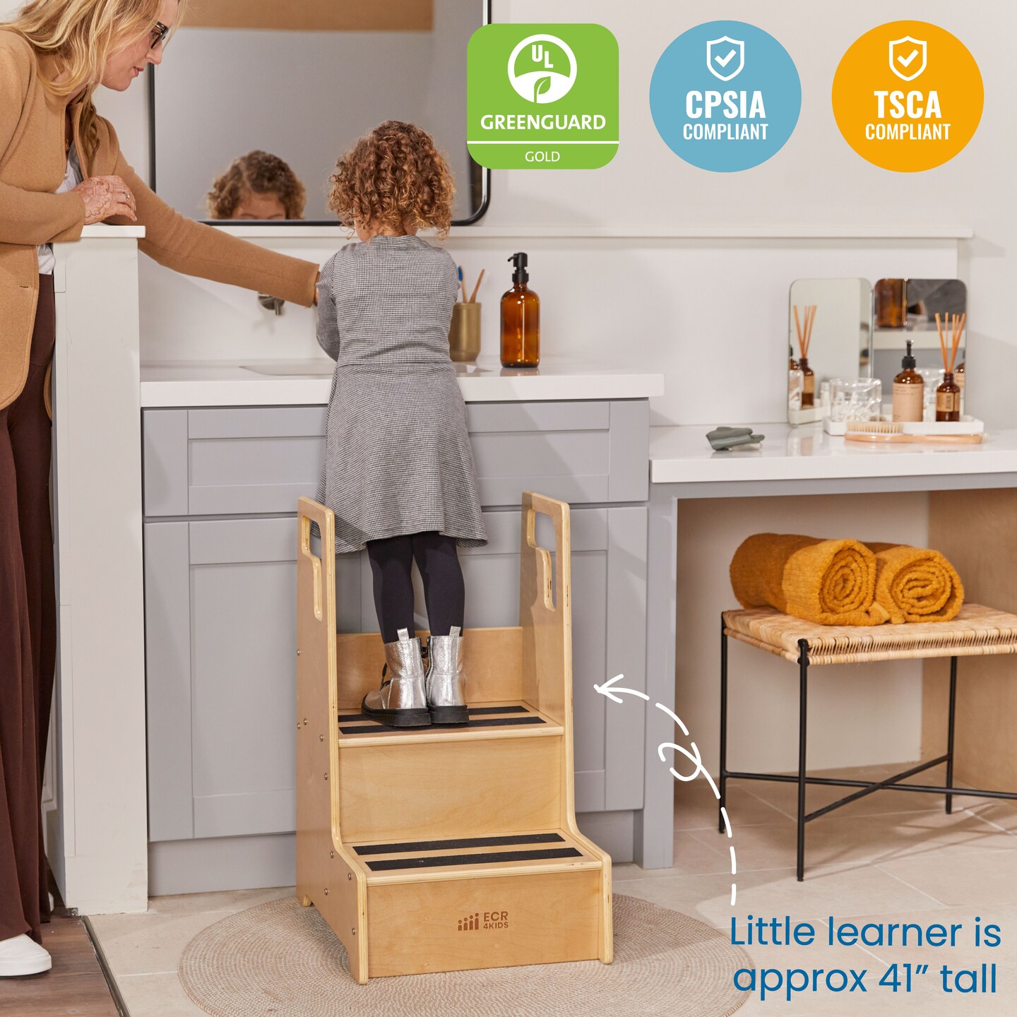 Reach-Up Step Stool with Handles, Kids Furniture