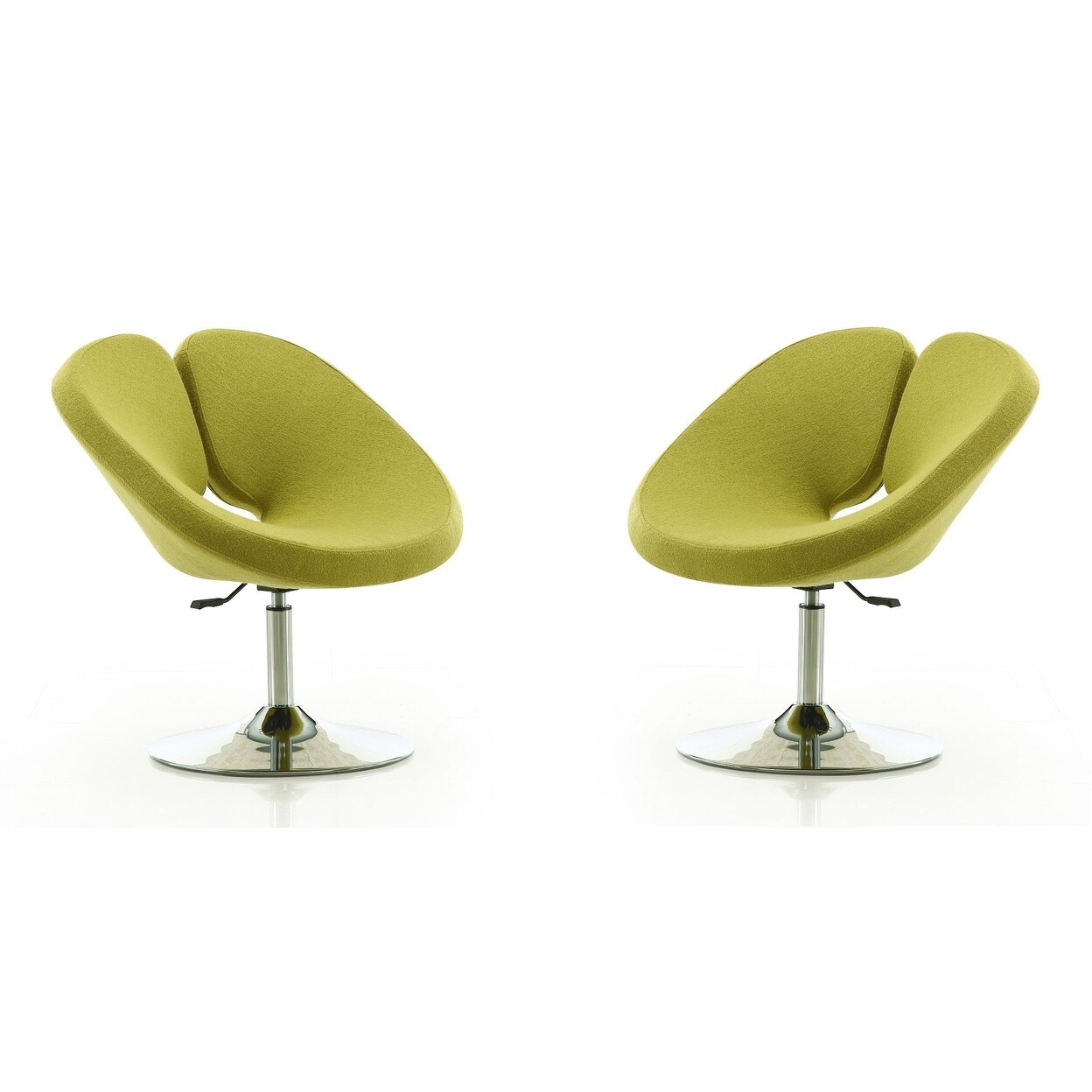 Manhattan Comfort Perch Green and Polished Chrome Wool Blend Adjustable Chair (Set of 2)