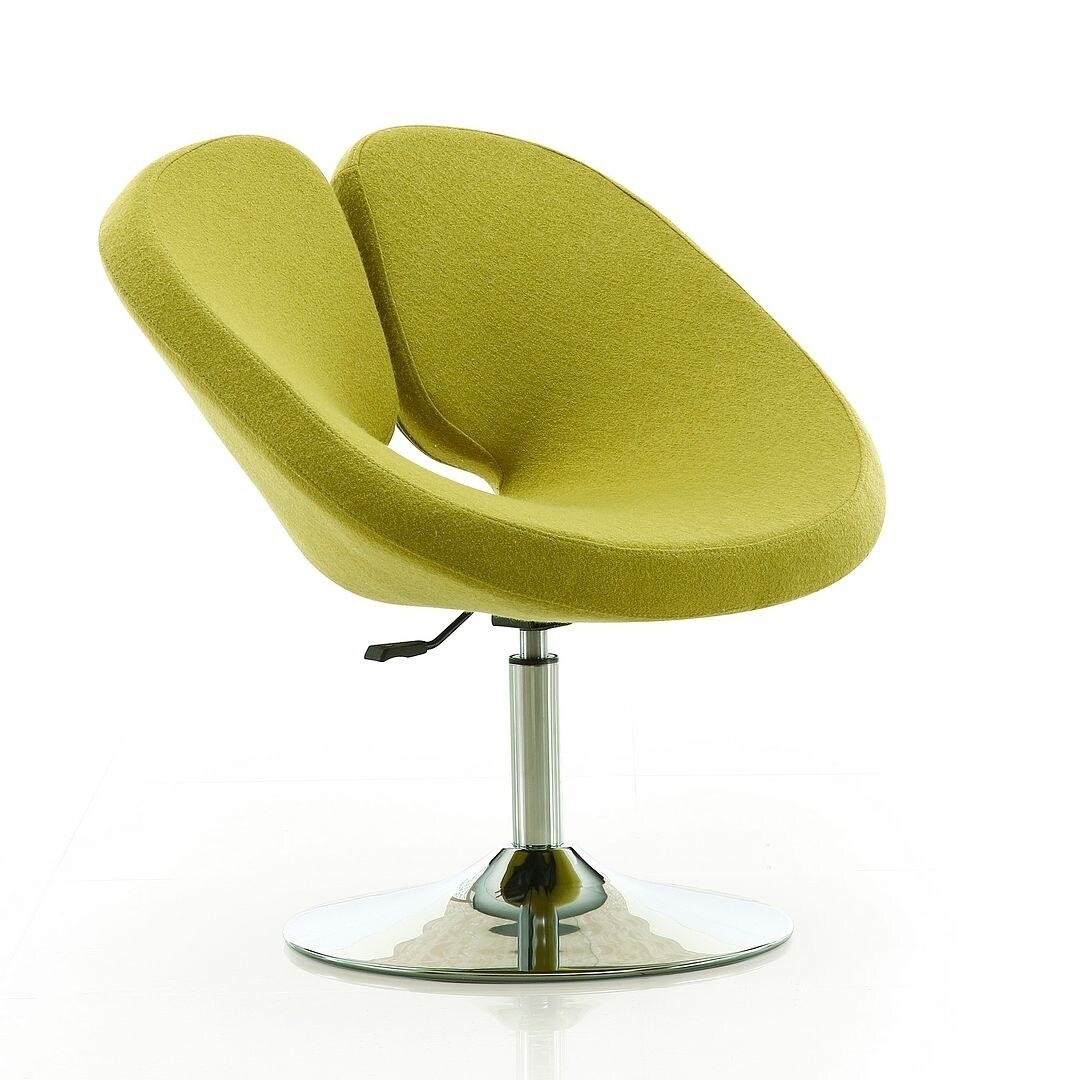 Manhattan Comfort Perch Green and Polished Chrome Wool Blend Adjustable Chair