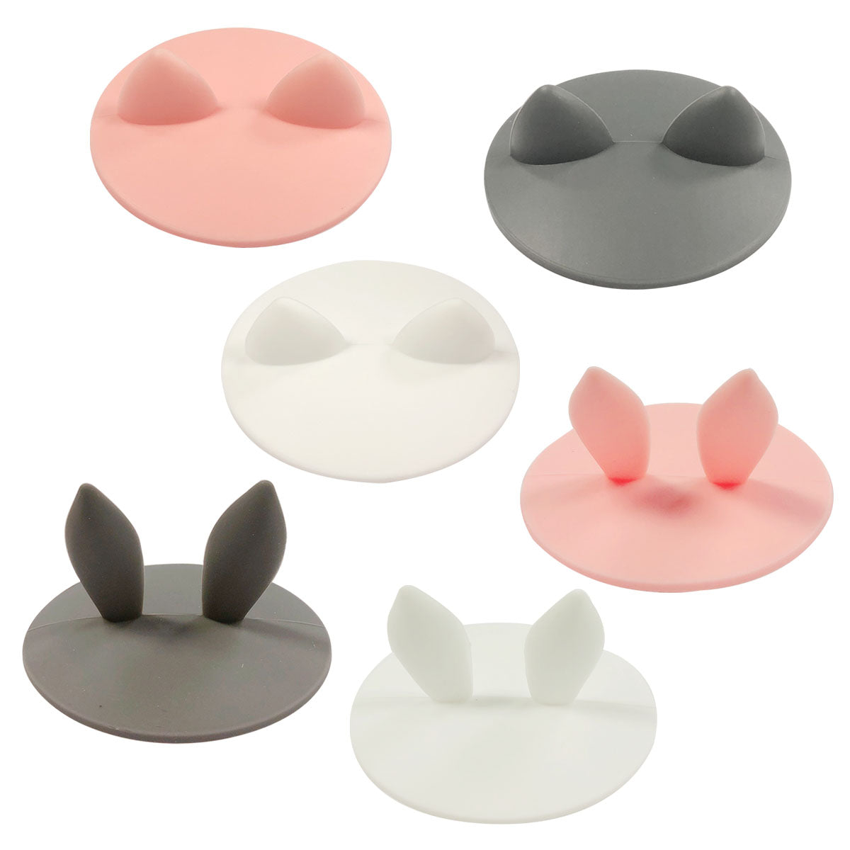 Wrapables Silicone Cup Lids, Anti-Dust Airtight Mug Covers for Hot and Cold Beverages (Set of 6) Rabbit Ears