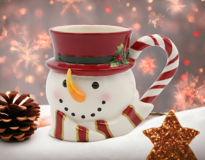 Ceramic Christmas Snowman Coffee Mug (Set of 2), Home D&#xE9;cor, Gift for Her, Gift for Mom, Kitchen D&#xE9;cor, Christmas D&#xE9;cor