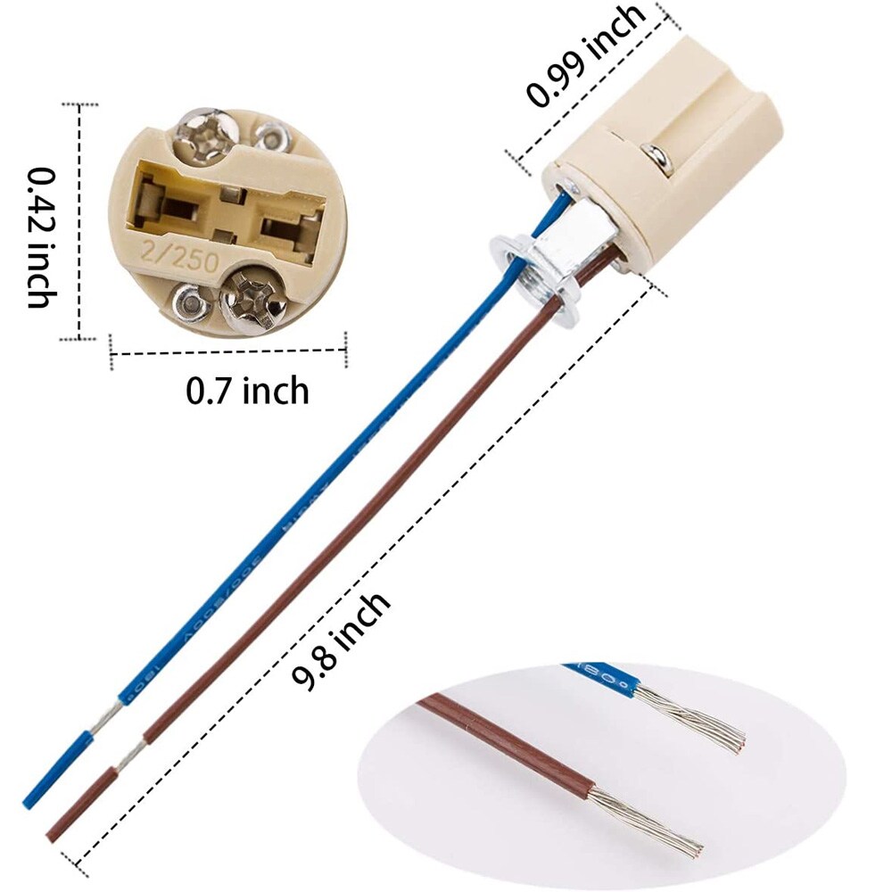 BulbAmerica G9 Threaded Ceramic Socket with 10in leads