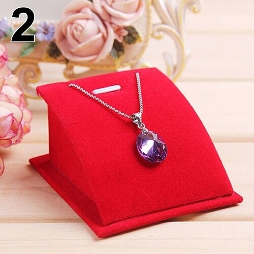 Generic Soft Velvet Jewelry Necklace Pendant Drop Chain Display Holder Standing Stand
