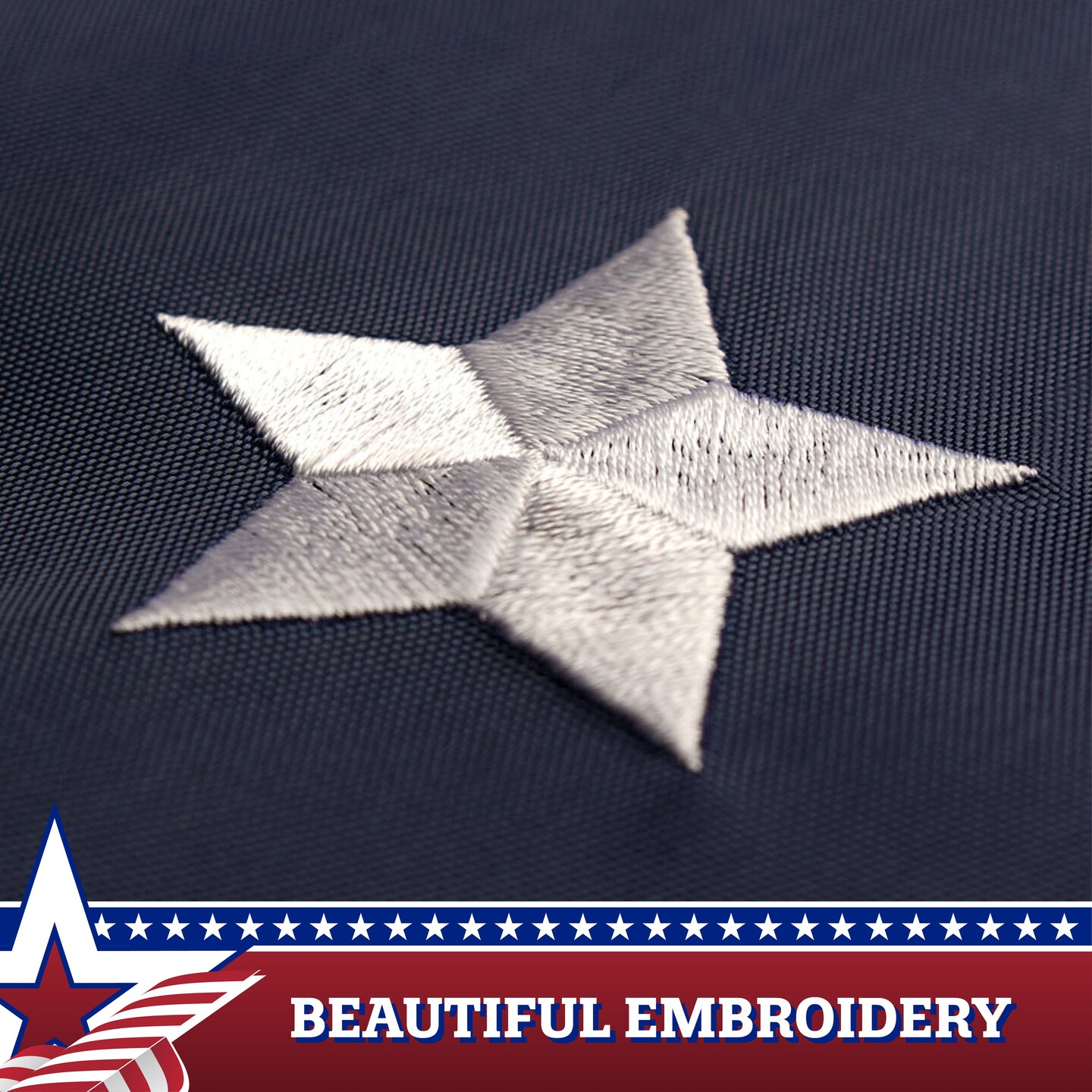 G128 USA Pleated Fan Flag 3x3 Feet Star Center Quarter Circle Embroidered Polyester Stars and Stripes