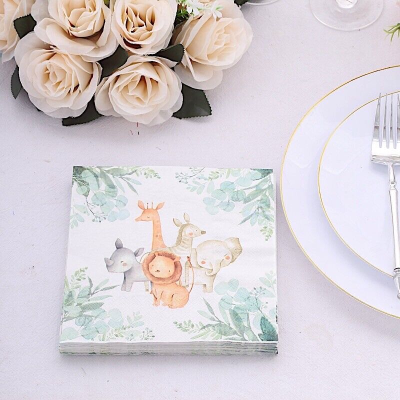 20 Assorted 13x13 in Dinner Paper NAPKINS Safari Animal Design