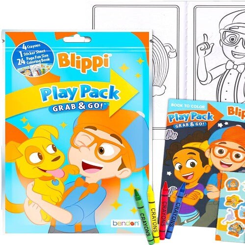 Blippi Grab And Go Play Pack Party Favors 1Ct Coloring Book Crayons Stickers