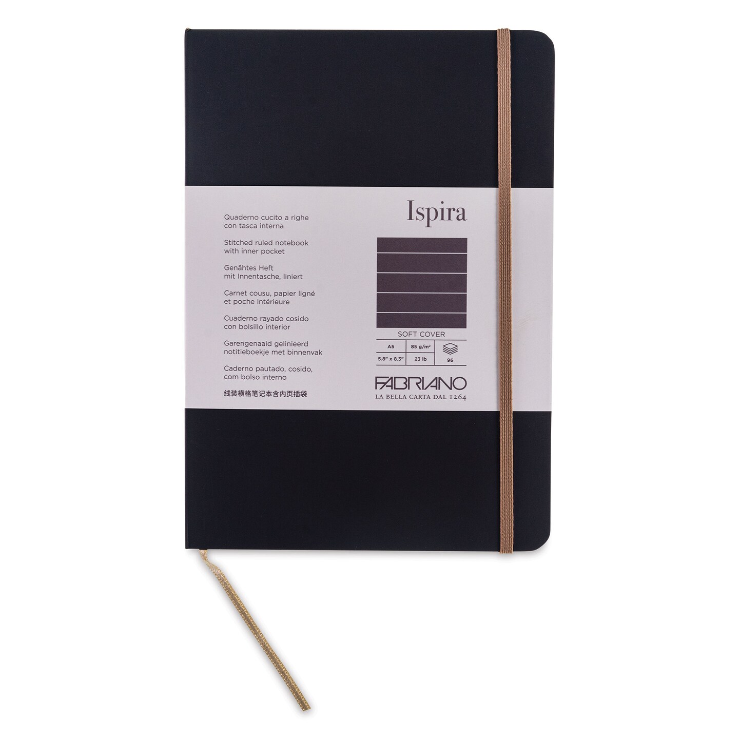 Fabriano Ispira Soft-Cover Notebook - Brown, 5-4/5&#x22; x 8-1/4&#x22;, Ruled