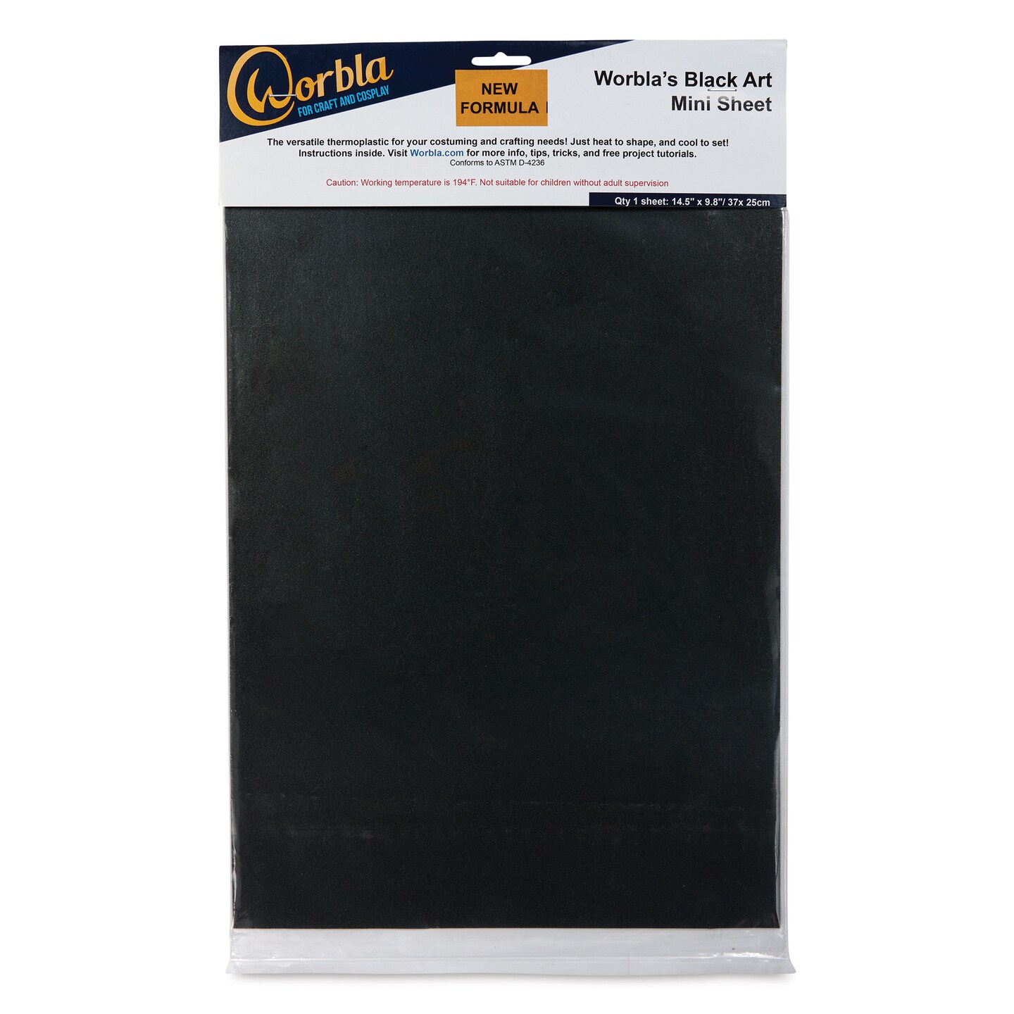 Worbla Black Art 2.0 Thermoplastic Sheet - Mini, 15-1/2&#x22; x 9-4/5&#x22;