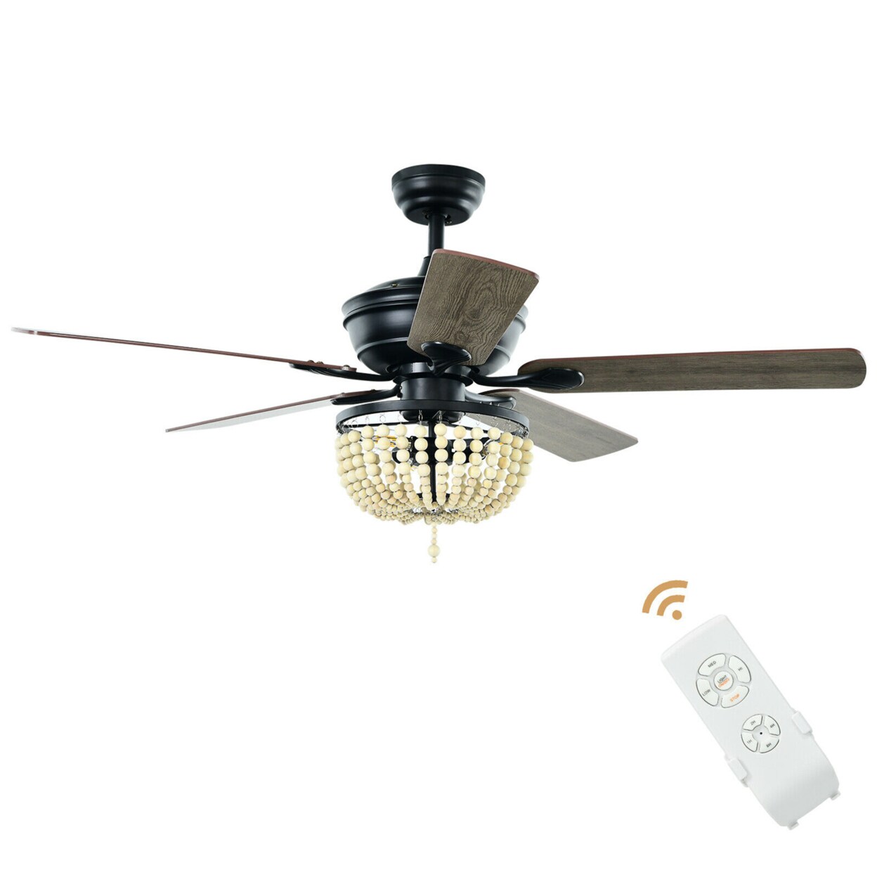 Gymax 52 Retro Ceiling Fan Light w/ Reversible Blades Remote Control