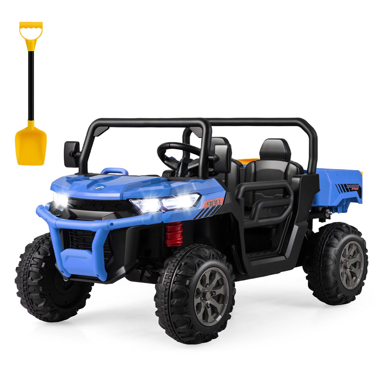12V 2 Seater Ride On Utv Dump Truck Remote W/ Electric Dump Bed And Shovel
