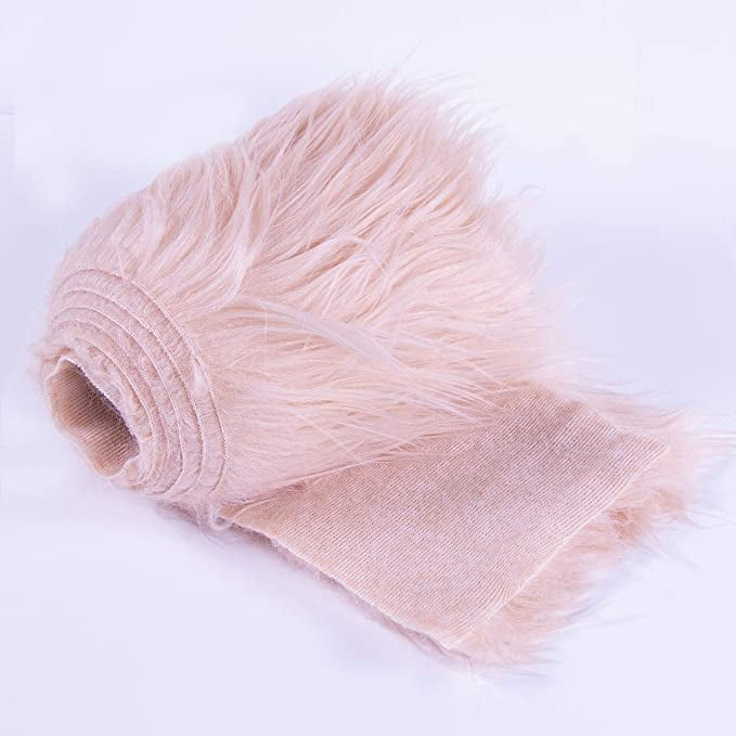 FabricLA Faux Fur Fabric | Precut Fake Fur Trim Rolls | 2&#x201D; x 60&#x201D; inch Wide Ribbon | Peach