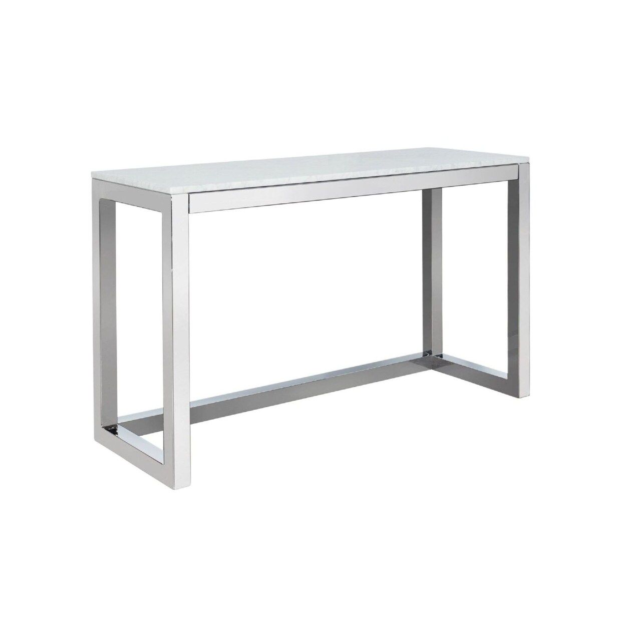Saltoro Sherpi Eun 50 Inch Metal Sideboard Buffet Console Table, Marble Top, Chrome Base-