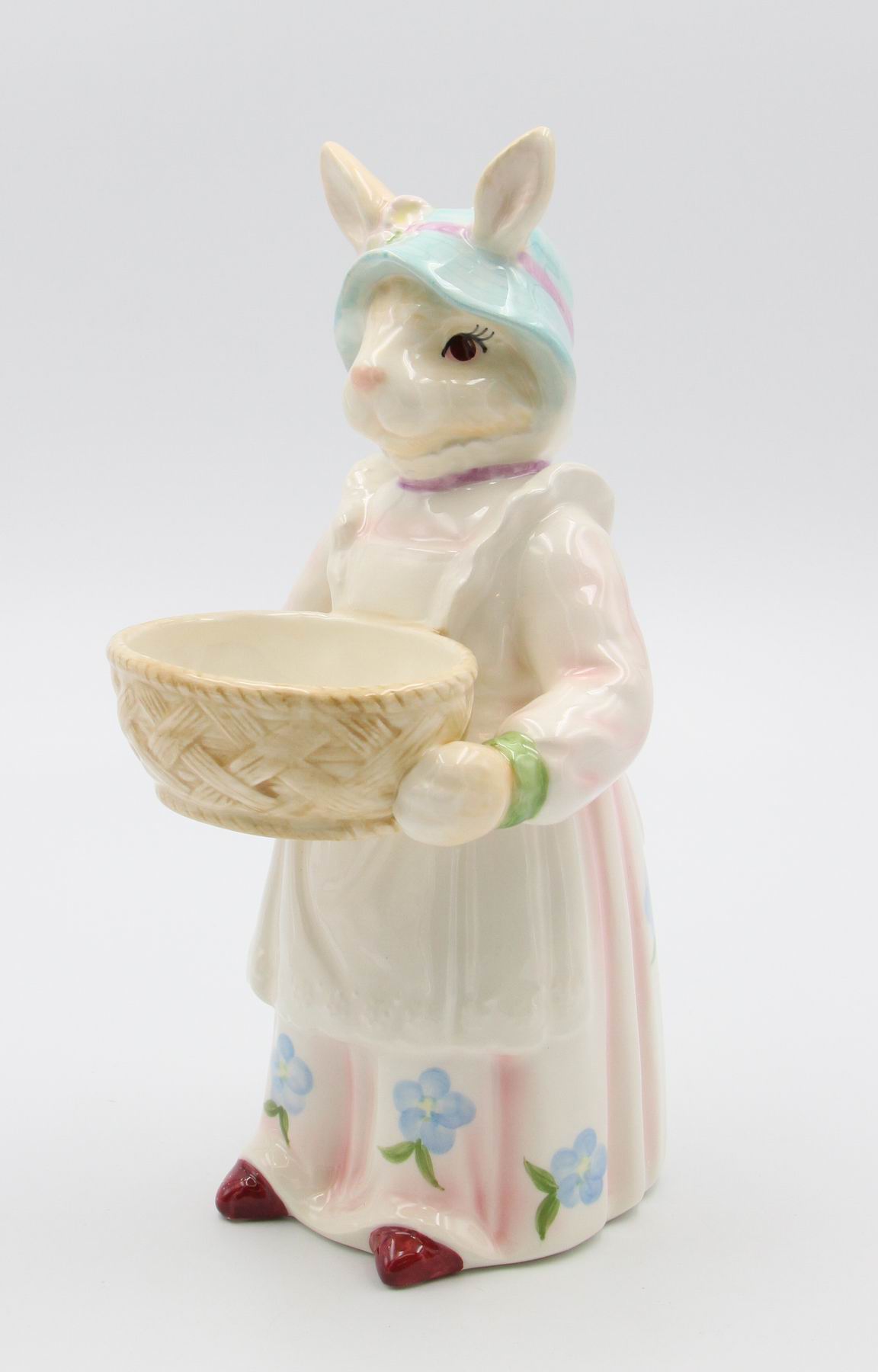 Ceramic Bunny Rabbit Carrying Basket Candy Dish, Home D&#xE9;cor, Gift for Her, Gift for Mom, Kitchen D&#xE9;cor, Spring D&#xE9;cor, Easter D&#xE9;cor