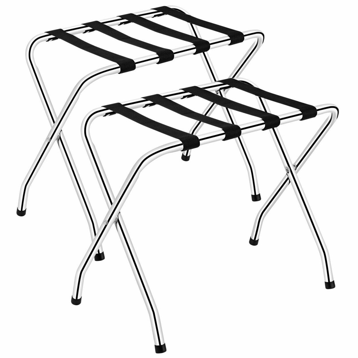 Folding Luggage Rack Chromed Metal Suitcase Holder Shelf For Home Hotel