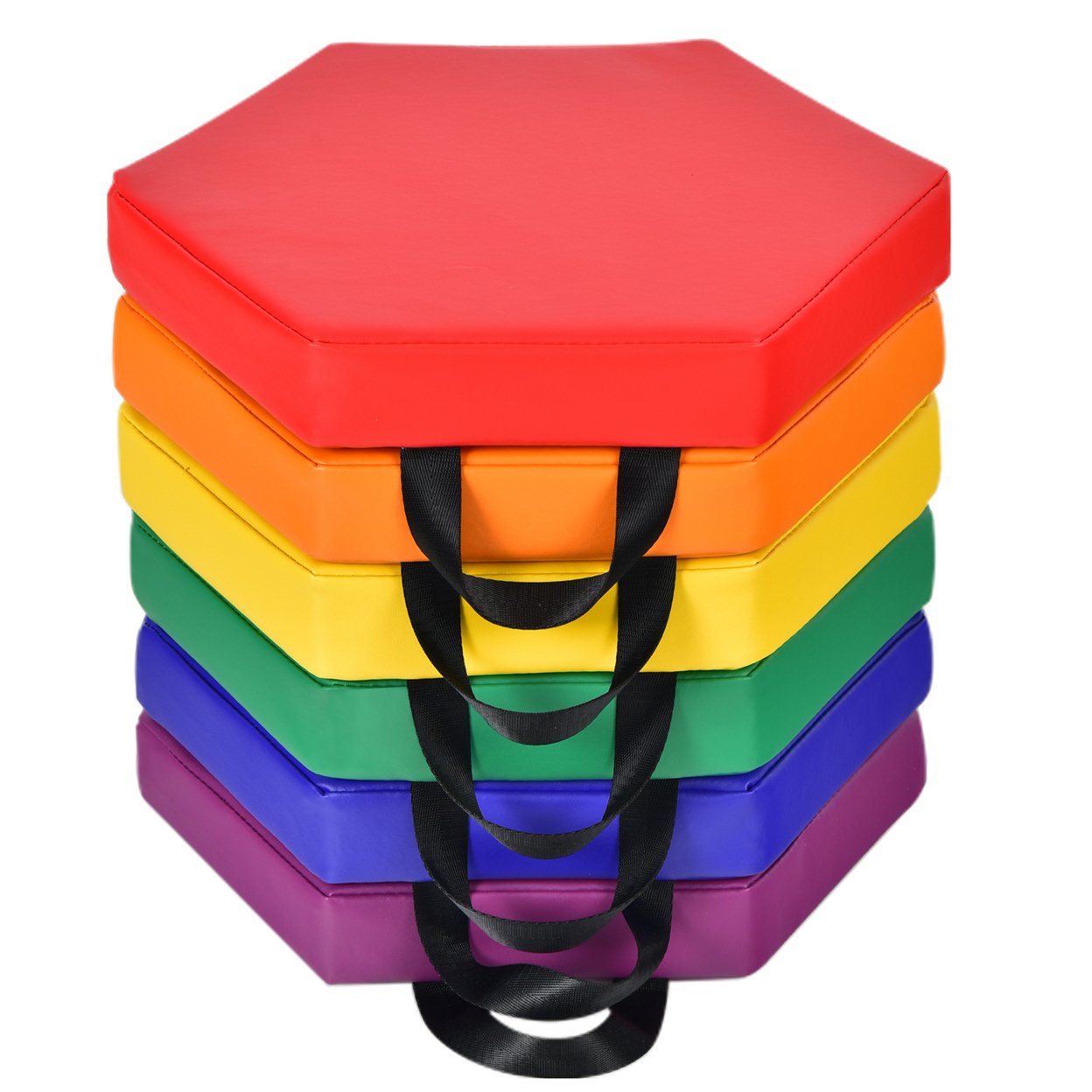 6-Piece Hexagon Toddler Floor Cushions Classroom Seating W/Handles Multifunction