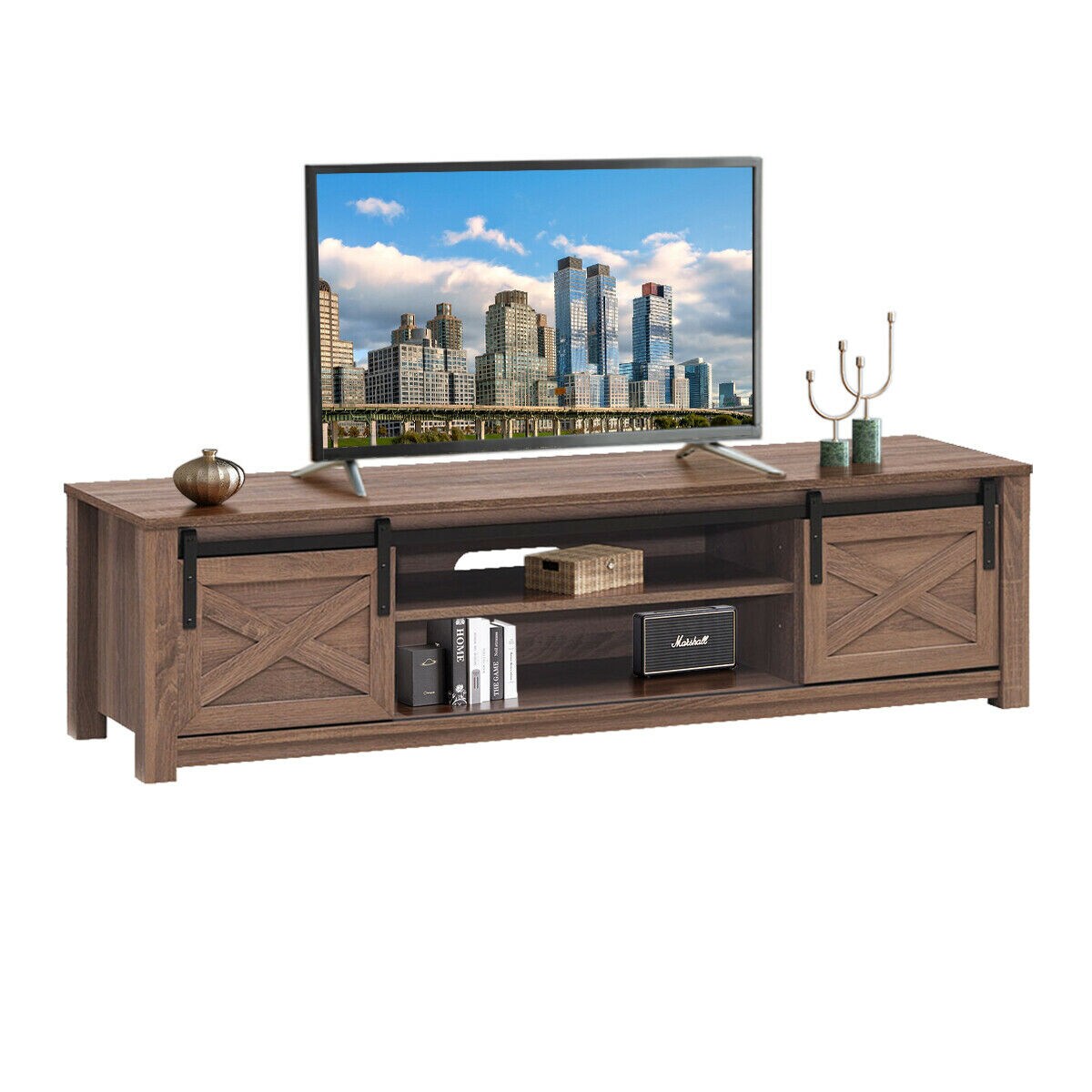 Sliding Shelf Media Cabinet 