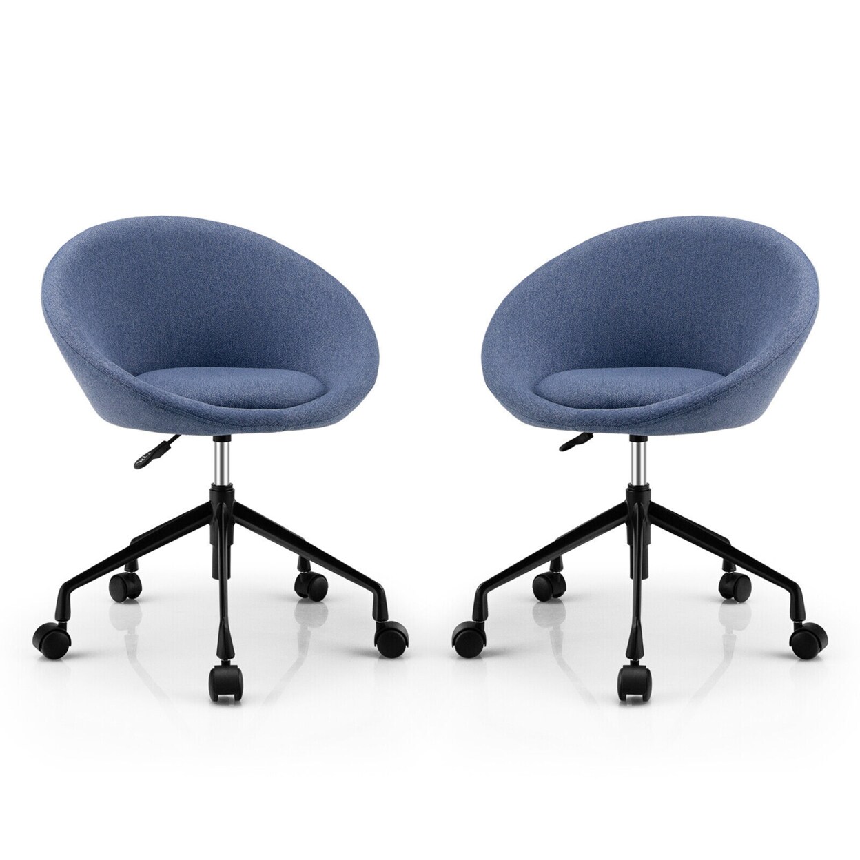 Set Of 2 Swivel Home Office Chair Adjustable Accent Chair W/ Flexible Casters